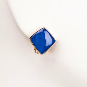 Orecchini clip geometria quadrata oro blu cobalto 1
