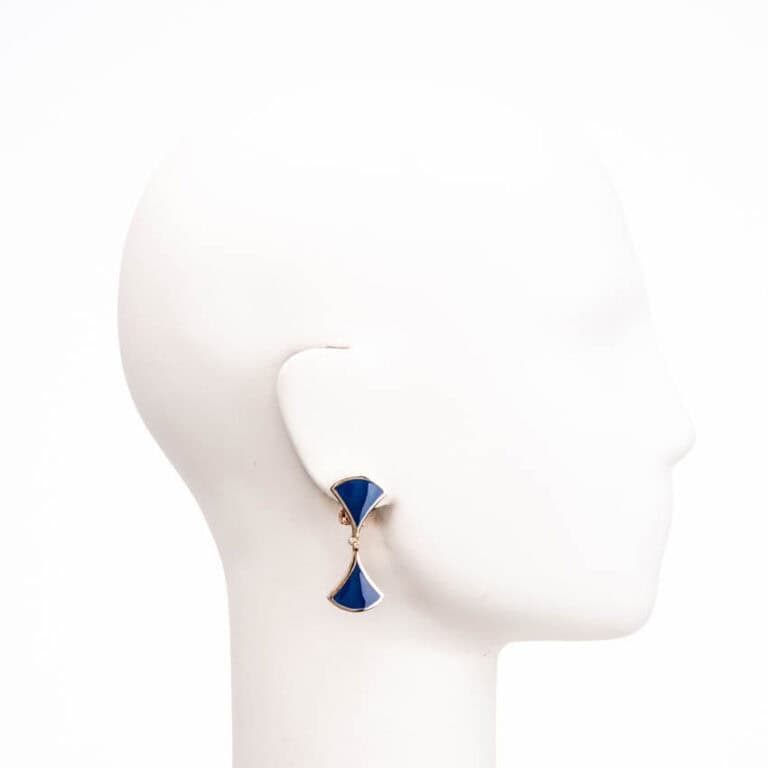 Orecchini clip modello ventaglio oro blu