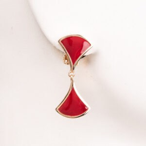 Orecchini clip modello ventaglio oro bordeaux 1