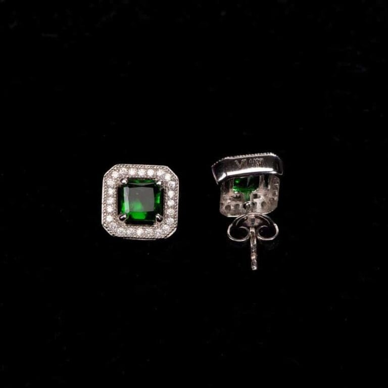 Orecchini punto luce ottagonale zircone verde - immagine 2