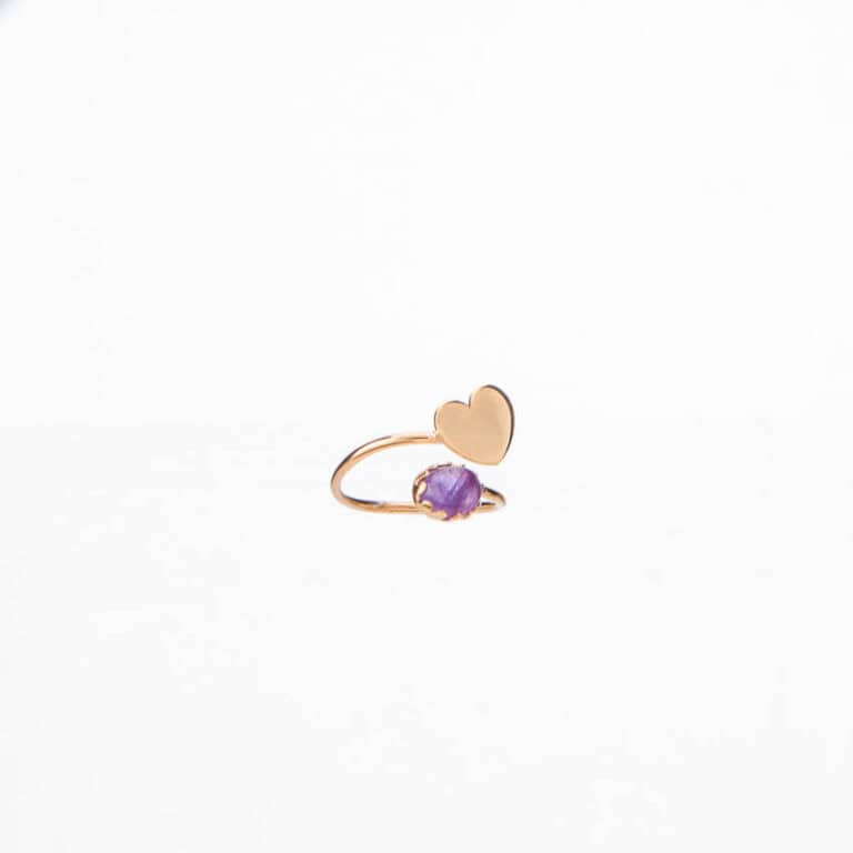 Anello piccolo contrariè oro cuore cabochon ametista 3
