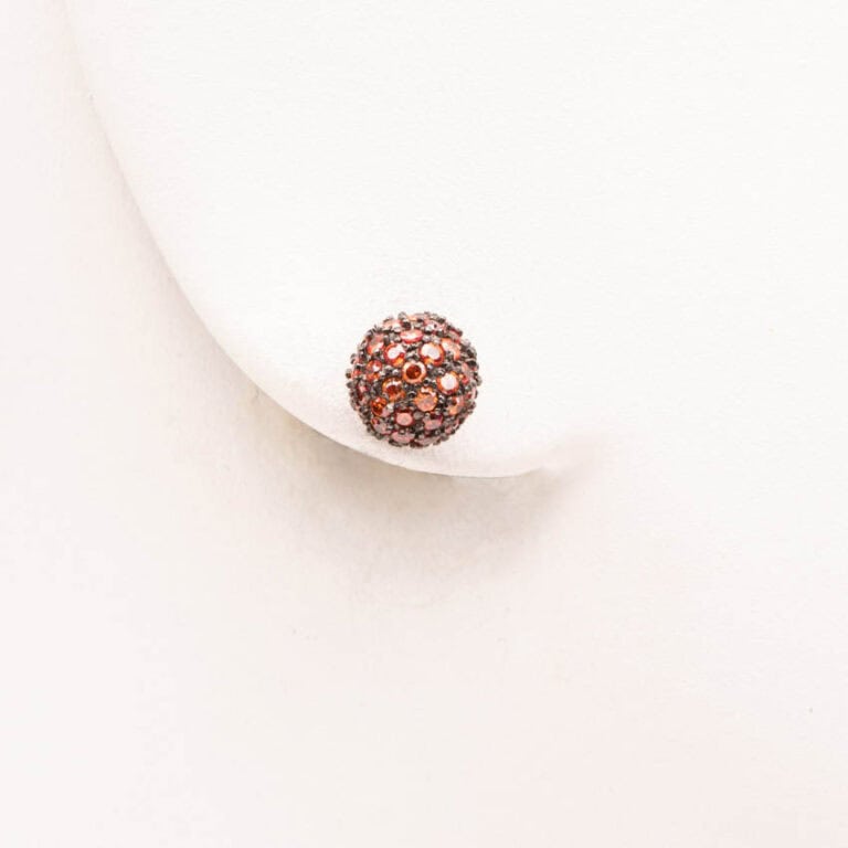 Orecchini a sfera di pavè di zirconi color arancione topazio