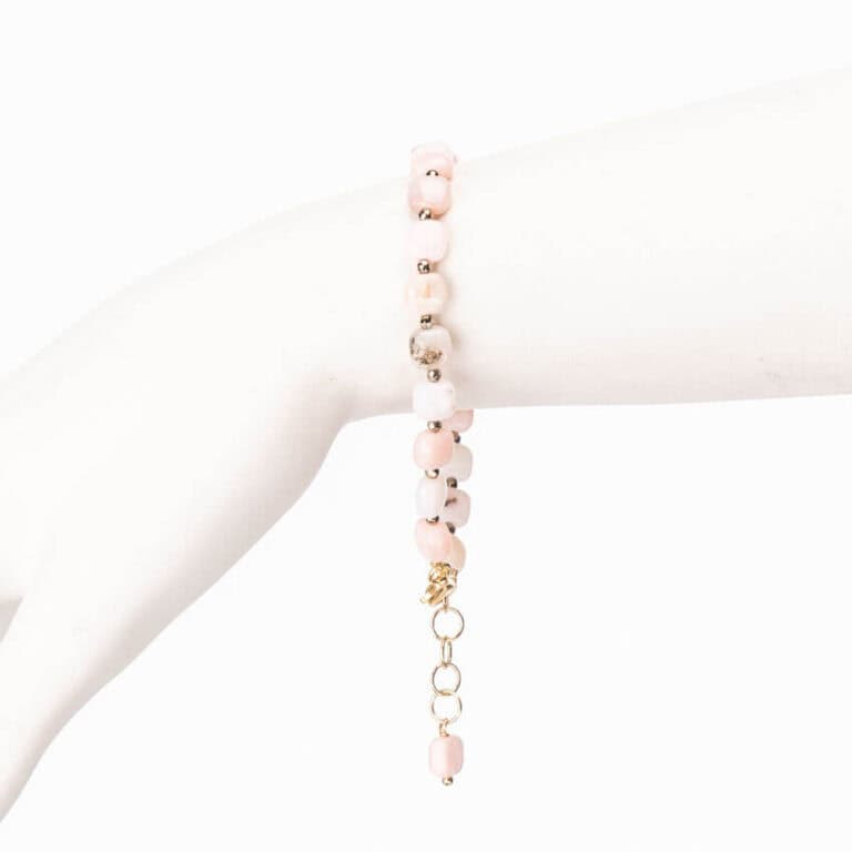 Braccialetto opale rosa ematite argento 2