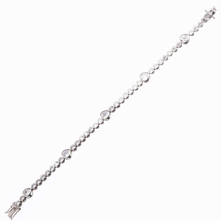 Braccialetto tennis modello cuori argento zirconi 4