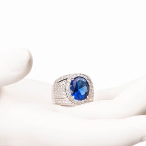 anello fascia argento zircone zaffiro 1
