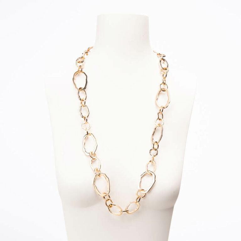 Collana lunga catena anelli irregolari oro