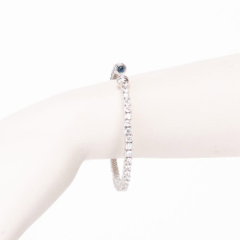 Bracciale tennis semirigido zirconi cabochon blu zaffiro 2