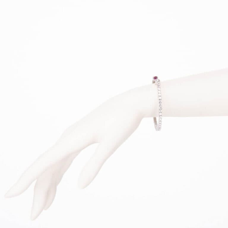 Bracciale tennis semirigido zirconi cabochon rosso rubino 1