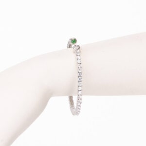 Bracciale tennis semirigido zirconi cabochon verde smeraldoBracciale tennis semirigido zirconi cabochon verde smeraldo 1