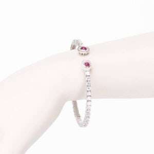 Bracciale tennis semirigido zirconi corona cabochon rubino 1