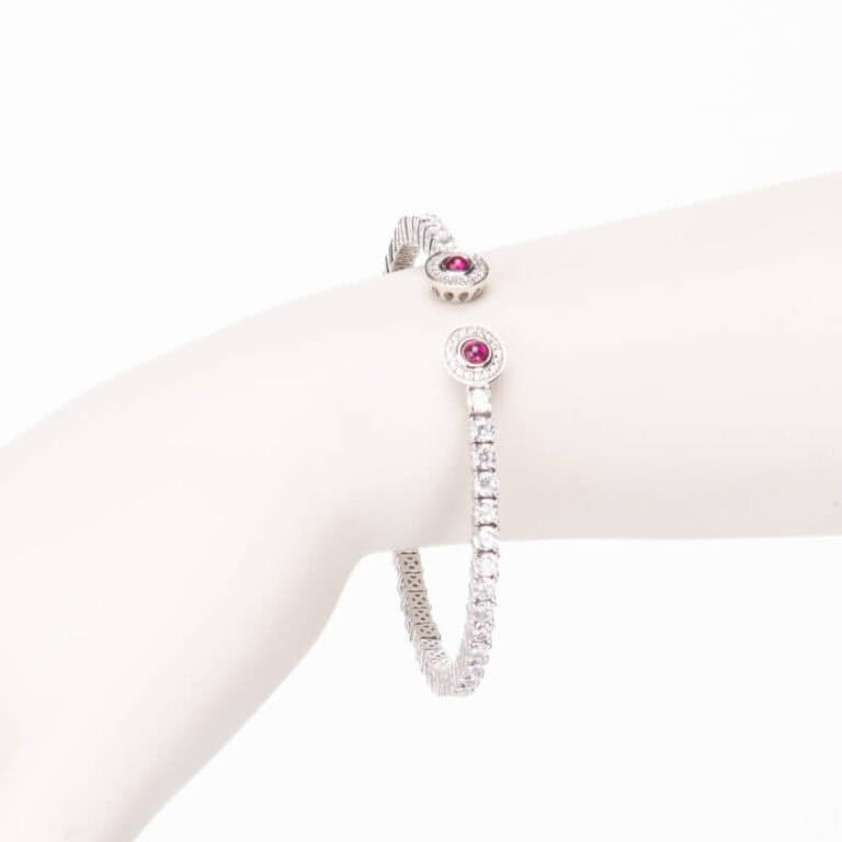 Bracciale tennis semirigido zirconi corona cabochon rubino 1
