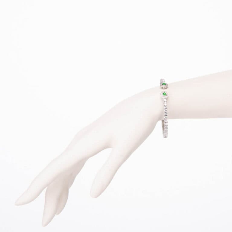Bracciale tennis semirigido zirconi corona cabochon smeraldo 2