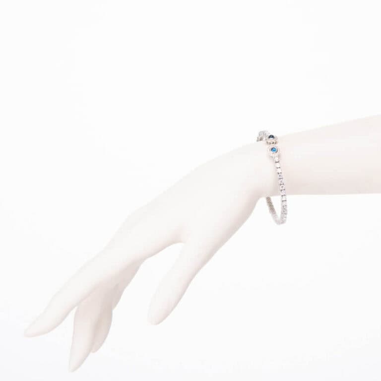 Bracciale tennis semirigido zirconi corona cabochon zaffiro 2