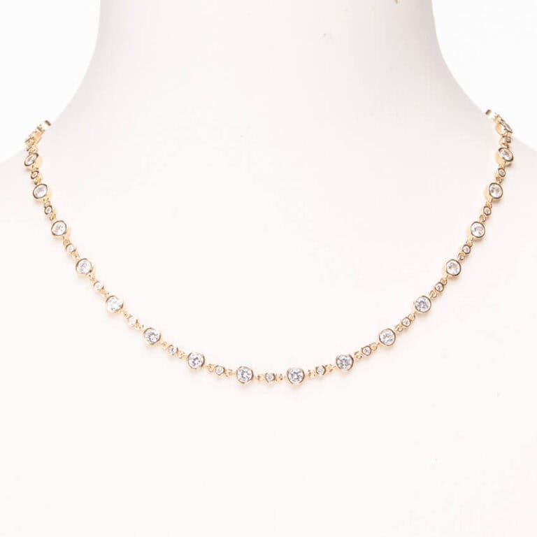 Collana girocollo brillante oro zirconi alternati 2