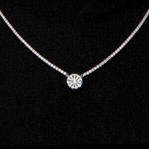 Collana girocollo brillante con pendente motivo fiore zirconi 3