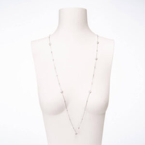 Collana lunga brillante argento cuori zirconi 1