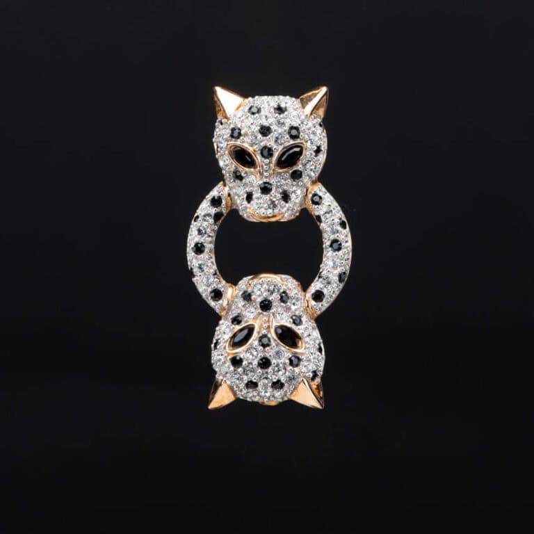 Spilla classica argento zirconi testa pantera 3