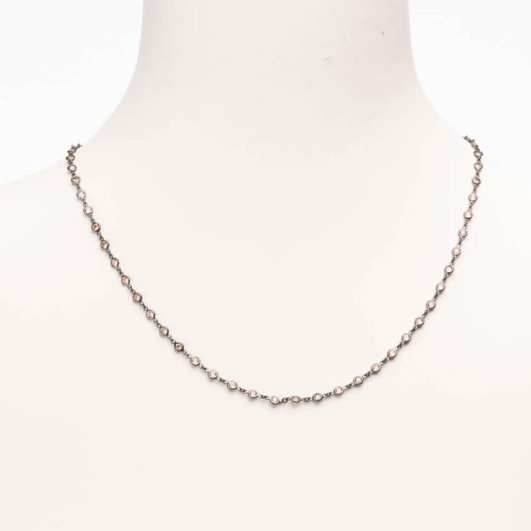 Collana girocollo argento brunito zirconi color champagne