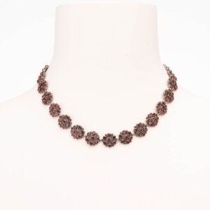 Collana girocollo choker cristalli granato bordeaux