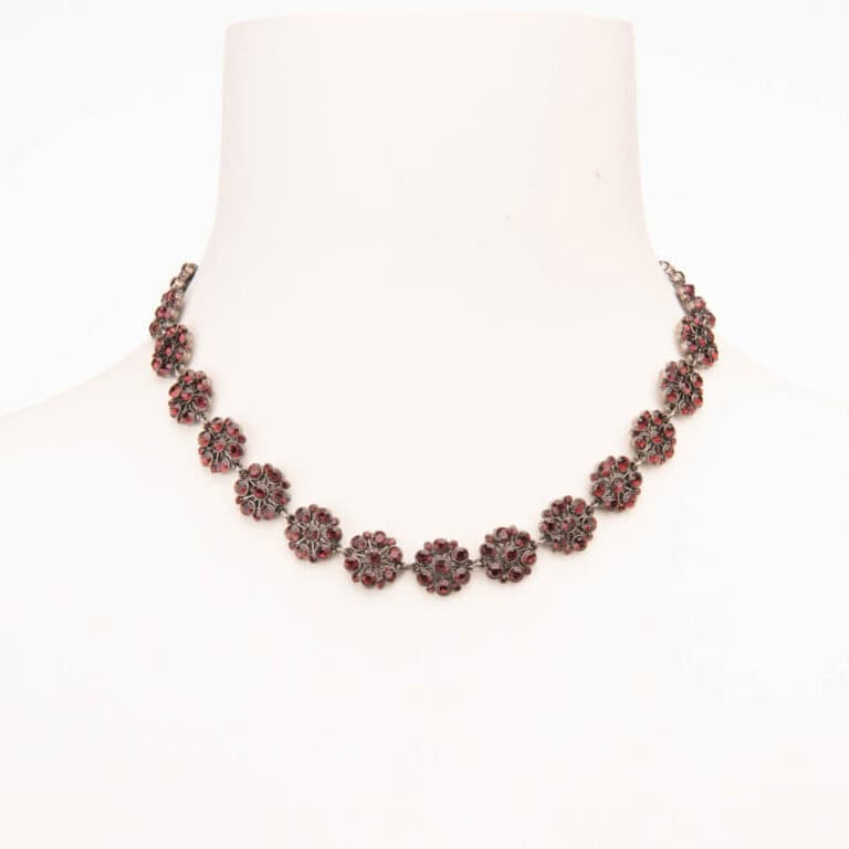 Collana girocollo choker cristalli granato bordeaux