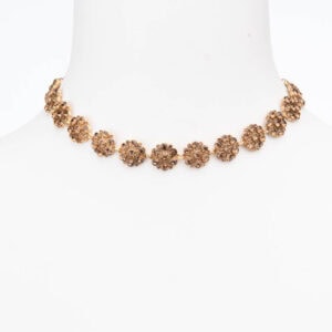 Collana girocollo choker cristalli topazio oro antico