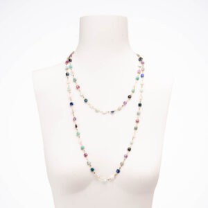 Collana lunga argento dorato pietre dure multicolor 1