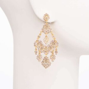 Orecchini perno pendenti chandelier oro cristalli 3