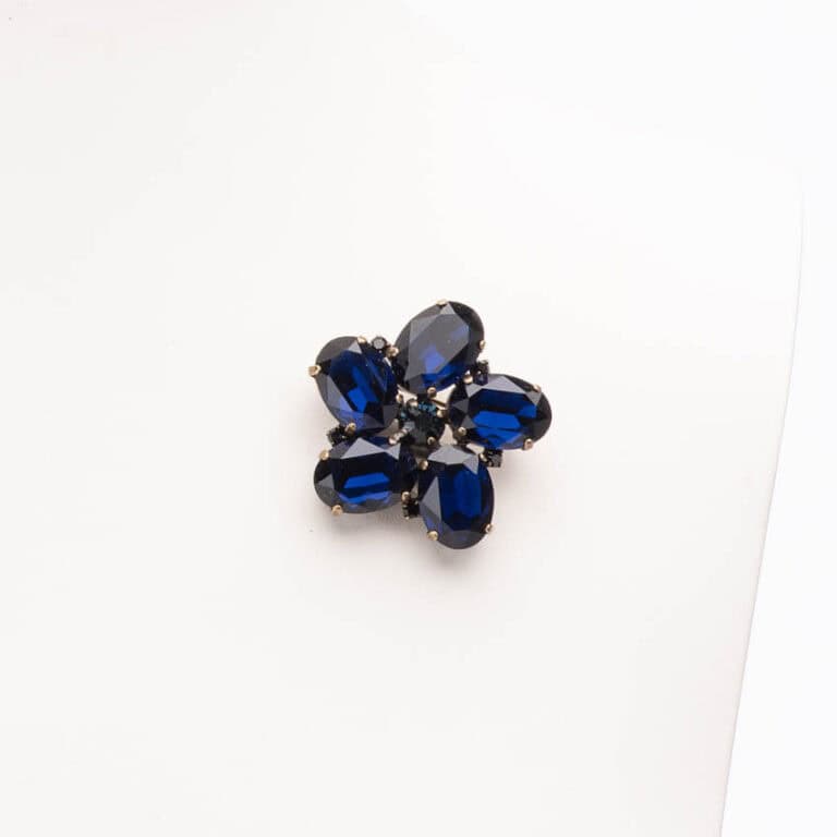 Spilla soggetto fiore cristallo blu scuro 1