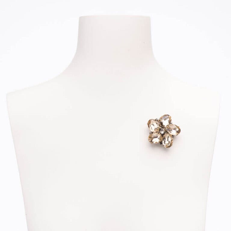 Spilla soggetto fiore cristallo champagne 1