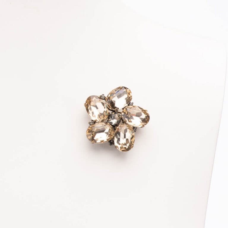 Spilla soggetto fiore cristallo champagne 2