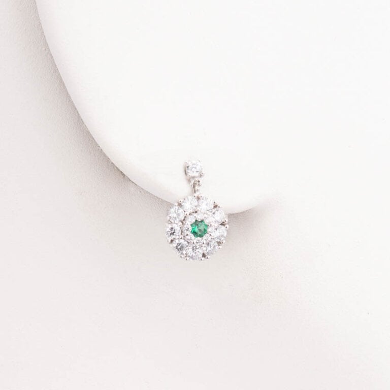 Orecchini perno punto luce pendente verde smeraldo 1