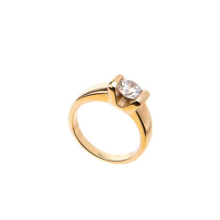 Anello argento placcato solitario 2