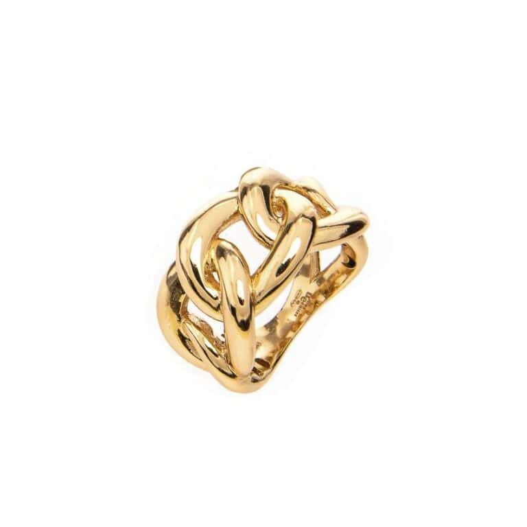 Anello catena rigida modello groumette argento dorato 3
