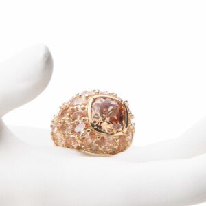 Anello fascia bombata argento oro zirconi topazio light