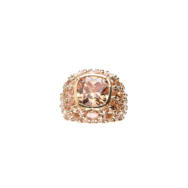 Anello fascia bombata argento oro zirconi topazio light 2