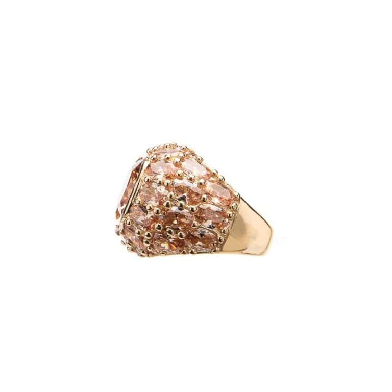 Anello fascia bombata argento oro zirconi topazio light 3