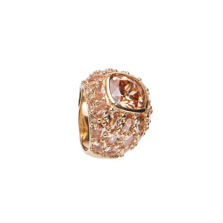 Anello fascia bombata argento oro zirconi topazio light 4