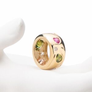 Anello fascia oro pietre colorate 1
