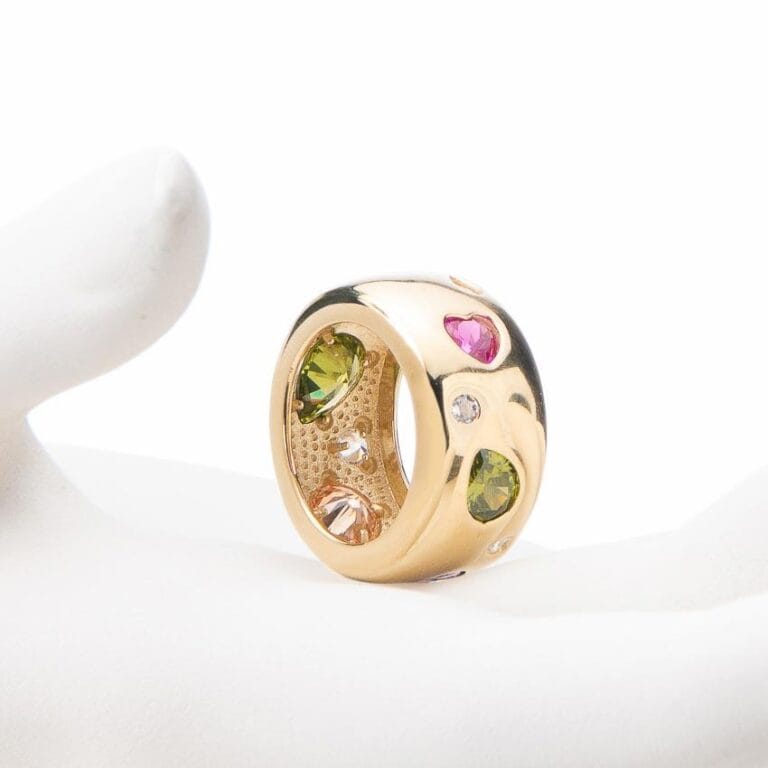 Anello fascia oro pietre colorate 1