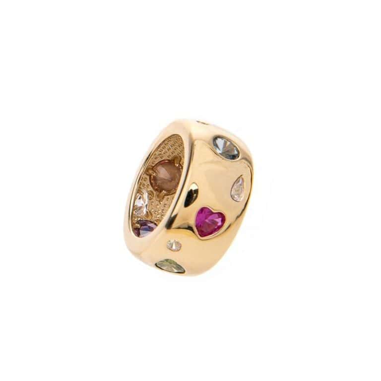 Anello fascia oro pietre colorate 2