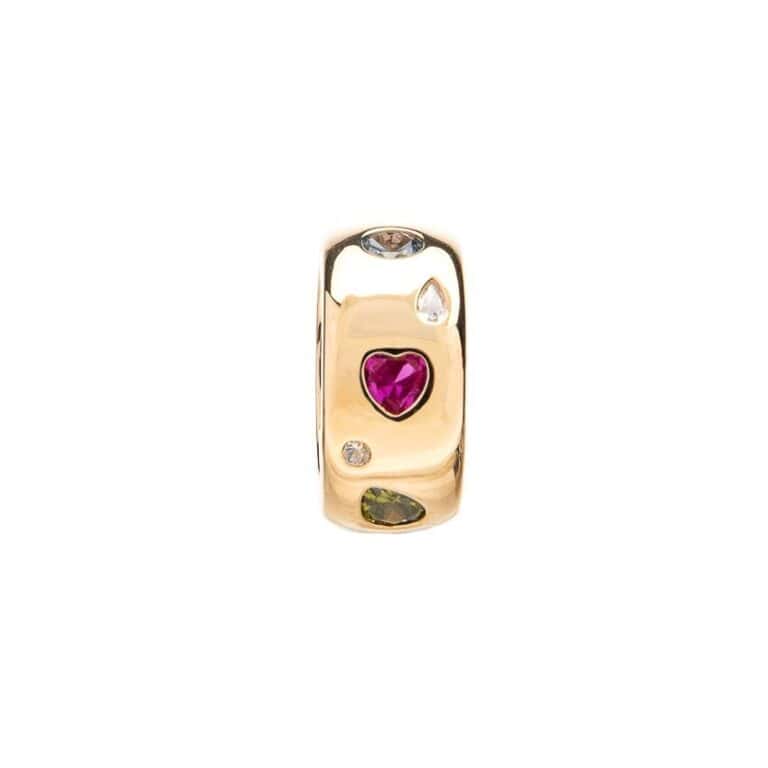 Anello fascia oro pietre colorate 3