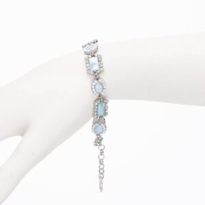 Braccialetto modello Art Deco argento azzurro polvere