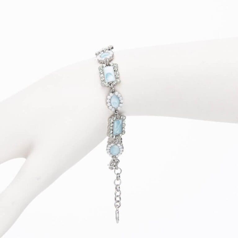 Braccialetto modello Art Deco argento azzurro polvere