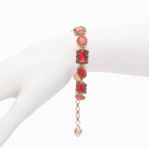 Braccialetto modello Art Deco oro rosa rosso corallo