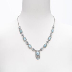 Collana girocollo modello art deco argento azzurro polvere