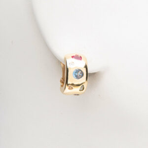 Orecchini clip lobo mezzo cerchio oro pietre multicolor 1