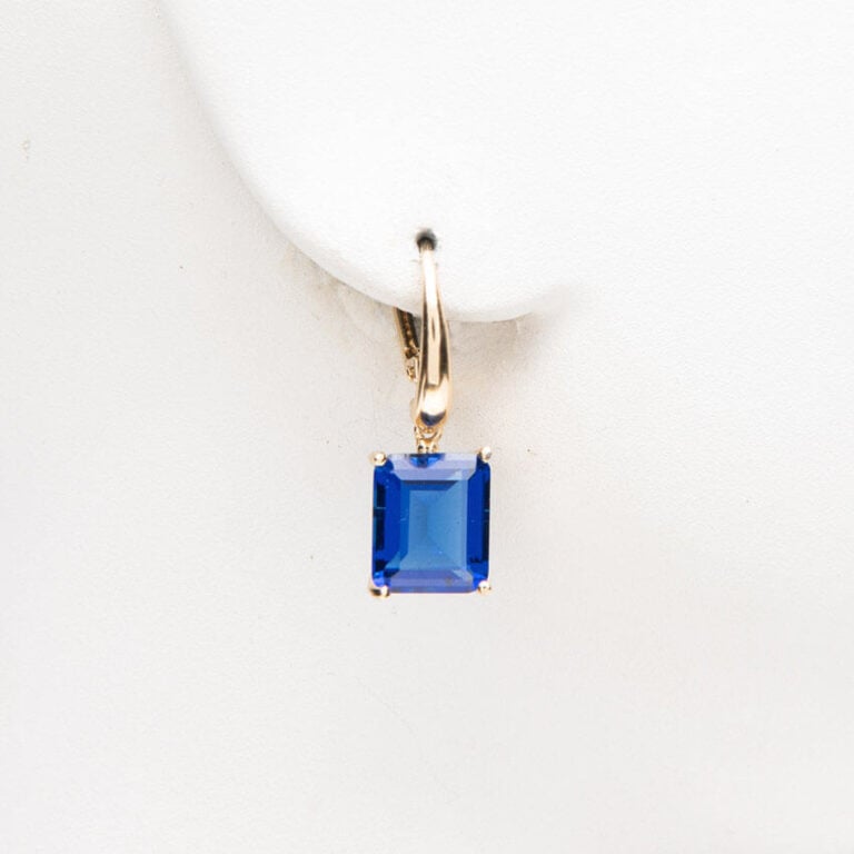 Orecchini monachella argento ciondolo zircone blu zaffiro 1