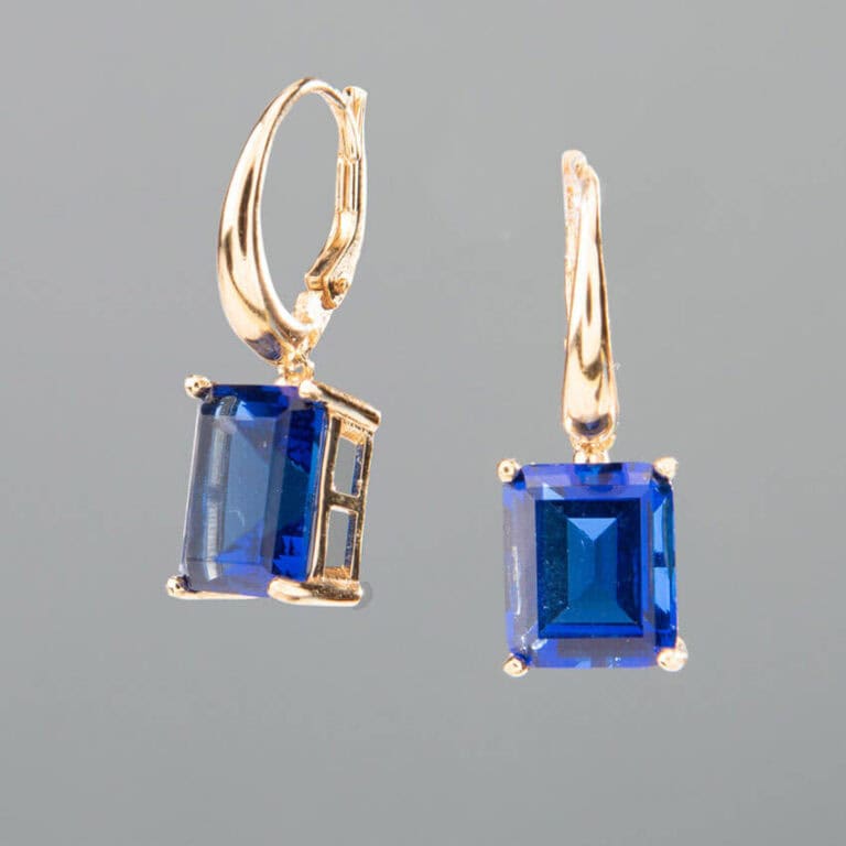 Orecchini monachella argento ciondolo zircone blu zaffiro 2