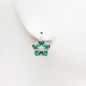 Orecchini monachella fiore argento verde smeraldo 2