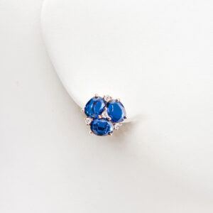Orecchini perno clip argento zirconi blu zaffiro 1